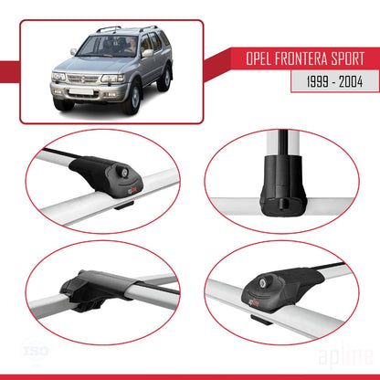 Compatible with Opel Frontera Sport 2 1999-2004 ACE-1 Car Roof Rack Cross Bar Grey Aluminium 3 Bars