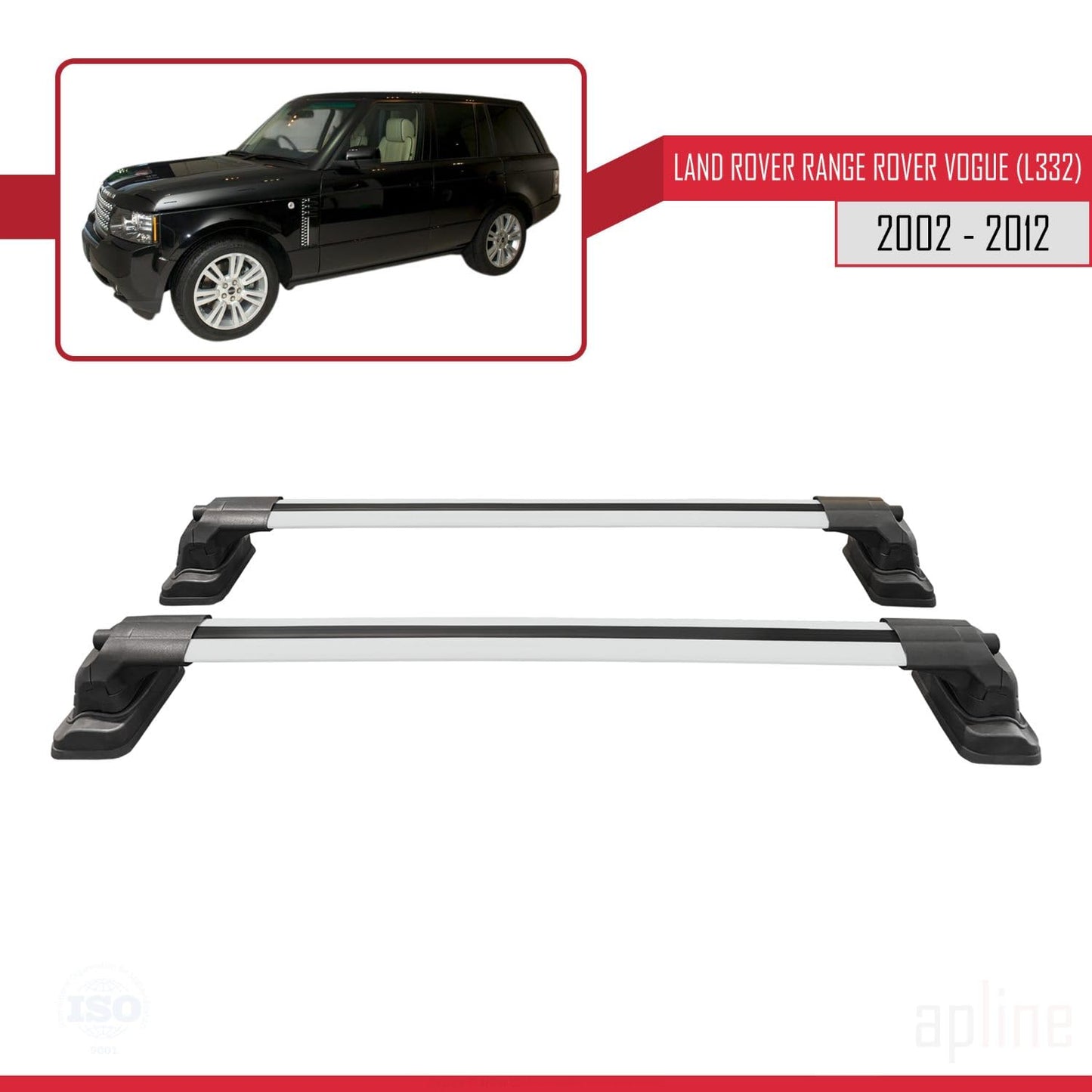 Compatible with Land Rover Range Rover Vogue (L322) 2002-2012 ACE-3 Car Roof Rack Cross Bar Grey Aluminium 2 Bars