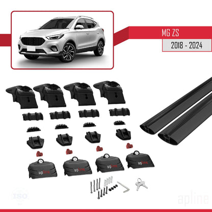 Compatible with MG ZS 2018-2024 ACE-2 Car Roof Rack Cross Bar Black Aluminium 2 Bars