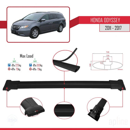 Compatible with Honda Odyssey 2011-2017 Fly Model Car Roof Rack Cross Bar Black Aluminium 3 Bars