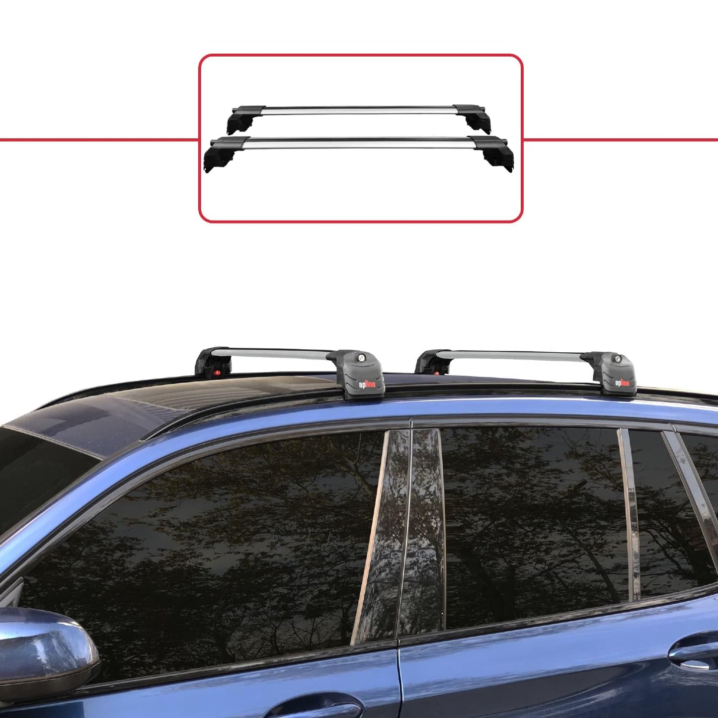 Compatible with BMW X3 (G01) 2018-2024 ACE-2 Car Roof Rack Cross Bar Grey Aluminium 2 Bars