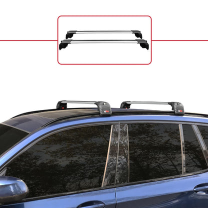 Compatible with BMW X3 (G01) 2018-2024 ACE-2 Car Roof Rack Cross Bar Grey Aluminium 2 Bars