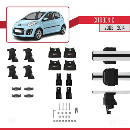 Compatible with Citroen C1 2005-2014 ACE-4 Car Roof Rack Cross Bar Grey Aluminium 2 Bars