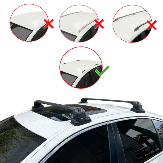 Compatible with BMW 5 Series (F10) 2010-2017 ACE-3 Car Roof Rack Cross Bar Black Aluminium 2 Bars