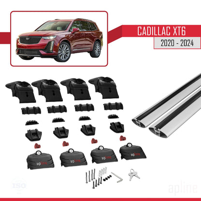Compatible with Cadillac XT6 2020-2024 ACE-2 Car Roof Rack Cross Bar Grey Aluminium 2 Bars