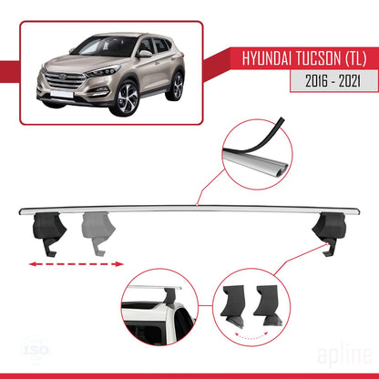 Compatible with Hyundai Tucson 3 (TL) 2016-2021 ACE-4 Car Roof Rack Cross Bar Grey Aluminium 2 Bars