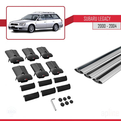 Compatible with Subaru Legacy 3 (BE) 2000-2004 Fly Model Car Roof Rack Cross Bar Grey Aluminium 3 Bars