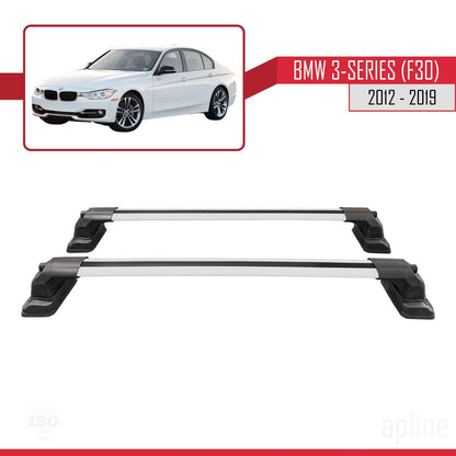 Compatible with BMW 3 Series (F30) 2012-2019 ACE-3 Car Roof Rack Cross Bar Grey Aluminium 2 Bars