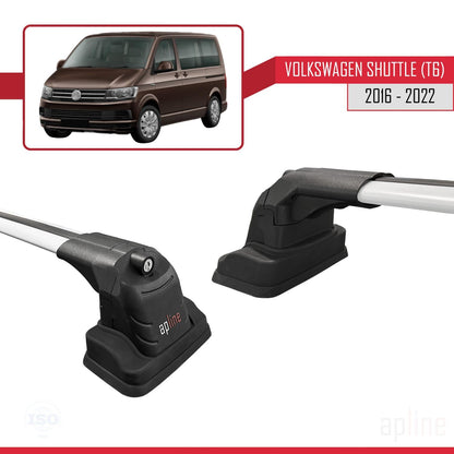 Compatible with Volkswagen Shuttle (T6) 2016-2022 ACE-3 Car Roof Rack Cross Bar Grey Aluminium 2 Bars