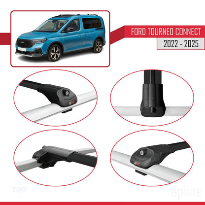 Compatible with Ford Transit/Tourneo Connect 3 2022-2025 ACE-1 Car Roof Rack Cross Bar Black Aluminium 3 Bars