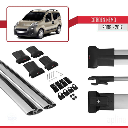 Compatible with Citroen Nemo 3 (225) 2008-2017 Fly Model Car Roof Rack Cross Bar Grey Aluminium 2 Bars