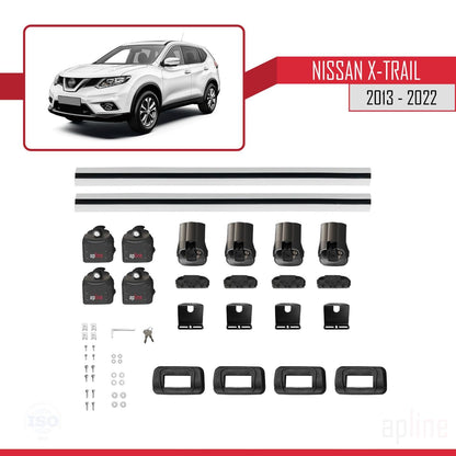 Compatible with Nissan X-Trail 2013-2022 ACE-3 Car Roof Rack Cross Bar Grey Aluminium 2 Bars
