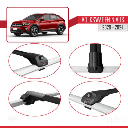 Compatible with VW Nivus 2020-2024 ACE-1 Car Roof Rack Cross Bar Black Aluminium 3 Bars