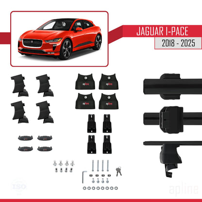 Compatible with Jaguar I-Pace 2018-2025 ACE-4 Car Roof Rack Cross Bar Black Aluminium 2 Bars