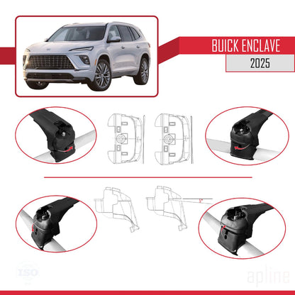 Compatible with Buick Enclave 2025 ACE-2 Car Roof Rack Cross Bar Black Aluminium 2 Bars