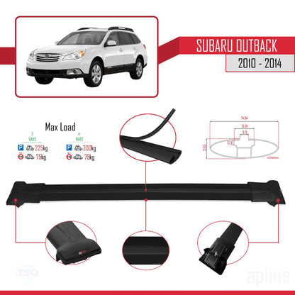 Compatible with Subaru Outback 2010-2014 Fly Model Car Roof Rack Cross Bar Black Aluminium 3 Bars