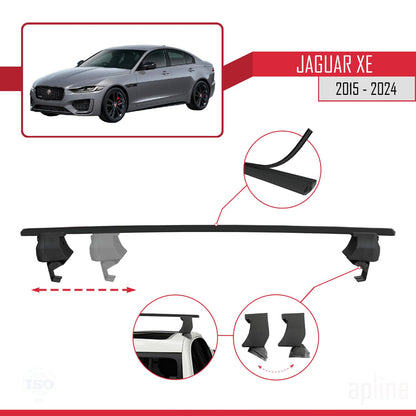 Compatible with Jaguar XE (X760) 2015-2024 ACE-4 Car Roof Rack Cross Bar Black Aluminium 2 Bars