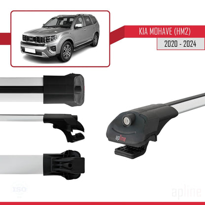 Compatible with Kia Mohave 2 (HM2) 2020-2024 ACE-1 Car Roof Rack Cross Bar Grey Aluminium 3 Bars