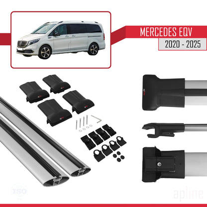 Compatible with Mercedes EQV (W447) 2020-2025 Fly Model Car Roof Rack Cross Bar Grey Aluminium 2 Bars