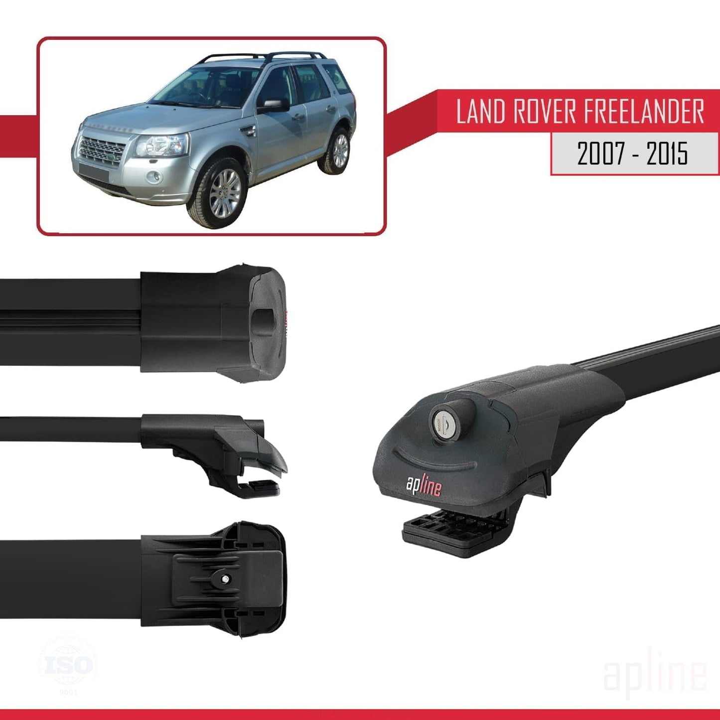 Compatible with Land Rover Freelander 2 (L359) 2007-2015 ACE-1 Car Roof Rack Cross Bar Black Aluminium 3 Bars