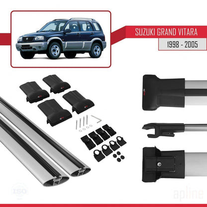 Compatible with Suzuki Grand Vitara (FT) 1998-2005 Fly Model Car Roof Rack Cross Bar Grey Aluminium 2 Bars