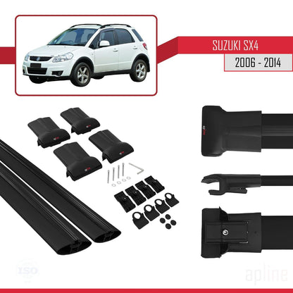 Compatible with Suzuki SX4 II (JY) 2006-2014 Fly Model Car Roof Rack Cross Bar Black Aluminium 2 Bars