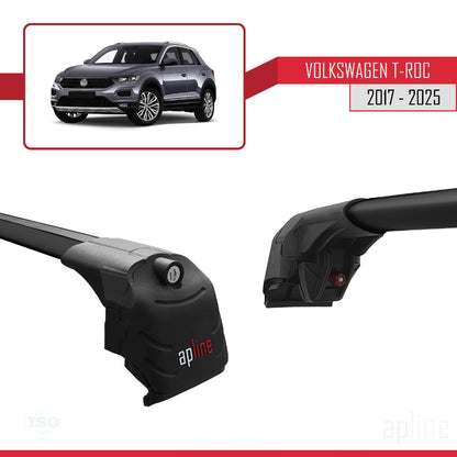 Compatible with Volkswagen T-ROC 2017-2025 ACE-2 Car Roof Rack Cross Bar Black Aluminium 2 Bars