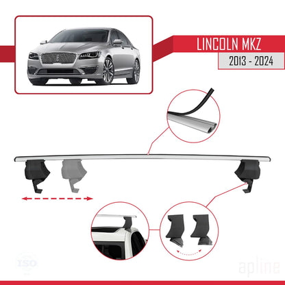 Compatible with Lincoln MKZ 2 2013-2024 ACE-4 Car Roof Rack Cross Bar Grey Aluminium 2 Bars