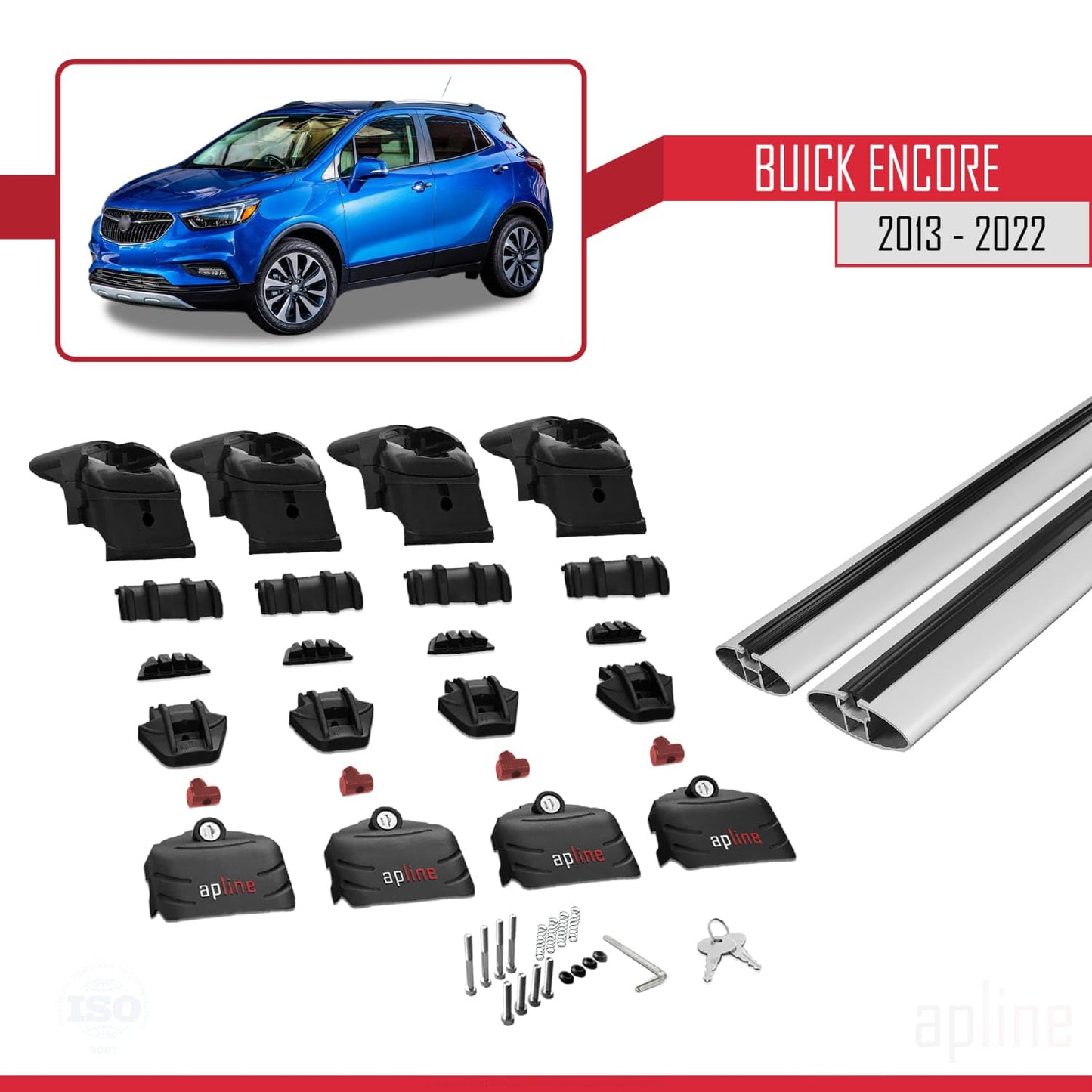 Compatible with Buick Encore 2013-2022 ACE-2 Car Roof Rack Cross Bar Grey Aluminium 2 Bars