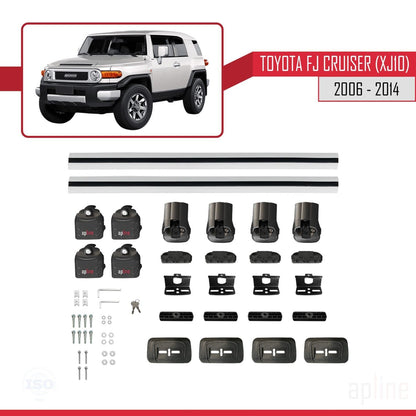 Compatible with Toyota FJ Cruiser (XJ10) 2006-2014 ACE-3 Car Roof Rack Cross Bar Grey Aluminium 2 Bars