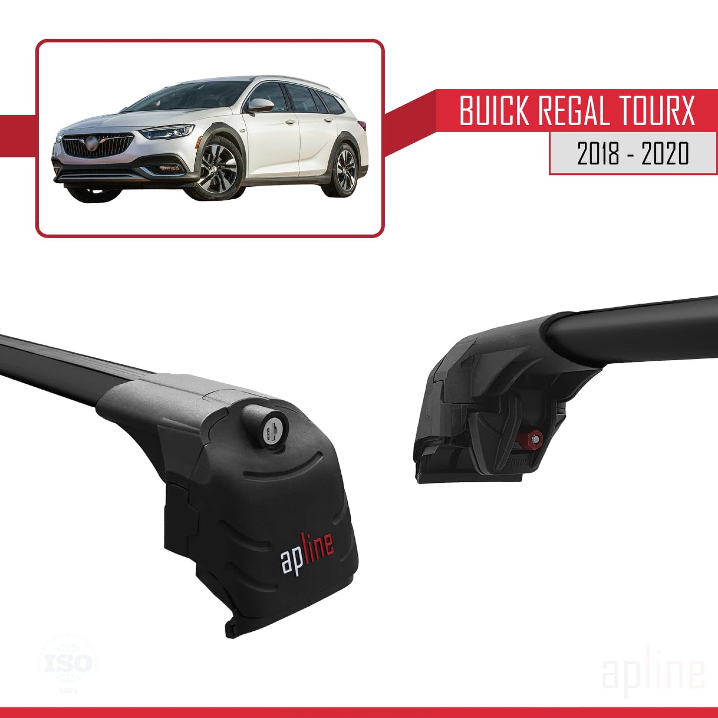Compatible with Buick Regal TourX 2018-2020 ACE-2 Car Roof Rack Cross Bar Black Aluminium 2 Bars