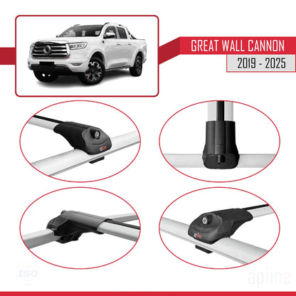 Compatible with Great Wall Cannon 2019-2025 ACE-1 Car Roof Rack Cross Bar Grey Aluminium 3 Bars