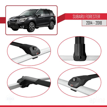 Compatible with Subaru Forester 4 (SJ) 2014-2018 ACE-1 Car Roof Rack Cross Bar Black Aluminium 3 Bars