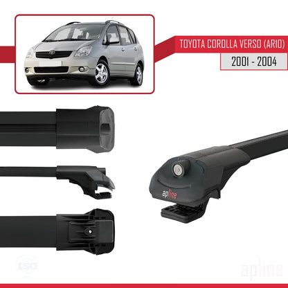 Compatible with Toyota Corolla Verso (E120) 2001-2004 ACE-1 Car Roof Rack Cross Bar Black Aluminium 2 Bars
