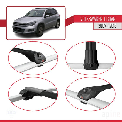 Compatible with Volkswagen Tiguan (5N) 2007-2016 ACE-1 Car Roof Rack Cross Bar Black Aluminium 2 Bars