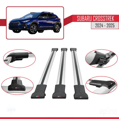 Compatible with Subaru Crosstrek 2024-2025 Fly Model Car Roof Rack Cross Bar Grey Aluminium 3 Bars