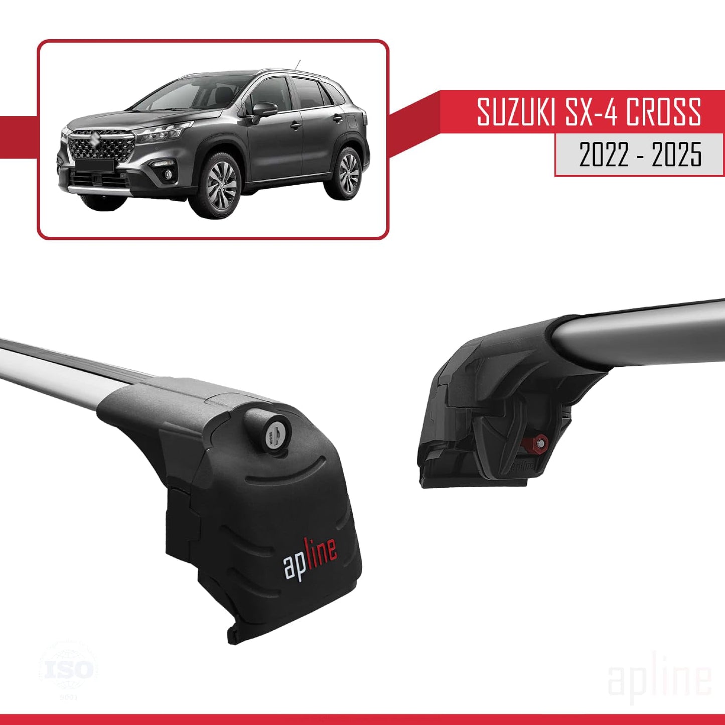 Compatible with Suzuki SX4 S-Cross 4 (JY) 2022-2025 ACE-2 Car Roof Rack Cross Bar Grey Aluminium 2 Bars