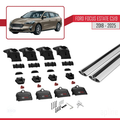 Compatible with Ford Focus 4 (C519) SW 2019-2025 ACE-2 Car Roof Rack Cross Bar Grey Aluminium 2 Bars