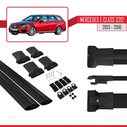 Compatible with Mercedes E Class S212 2013-2016 Fly Model Car Roof Rack Cross Bar Black Aluminium 2 Bars