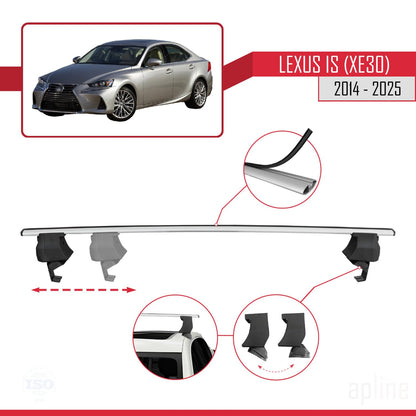 Compatible with Lexus is 3 (XE30) 2014-2025 ACE-4 Car Roof Rack Cross Bar Grey Aluminium 2 Bars