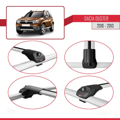 Compatible with Dacia Duster (HS) Pre-Facelift 2010-2013 ACE-1 Car Roof Rack Cross Bar Grey Aluminium 2 Bars