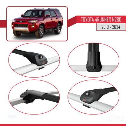 Compatible with Toyota 4Runner (N280) 2010-2024 ACE-1 Car Roof Rack Cross Bar Black Aluminium 2 Bars