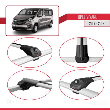 Compatible with Opel Vivaro B 2014-2019 ACE-1 Car Roof Rack Cross Bar Grey Aluminium 3 Bars
