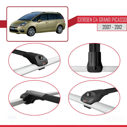 Compatible with Citroen Grand C4 Picasso 2007-2012 ACE-1 Car Roof Rack Cross Bar Black Aluminium 3 Bars