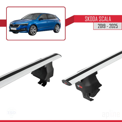 Compatible with Skoda Scala 2019-2025 ACE-4 Car Roof Rack Cross Bar Grey Aluminium 2 Bars