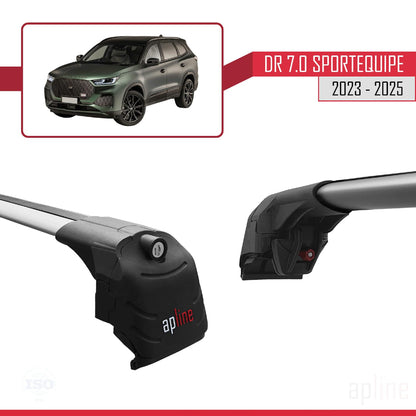 Compatible with DR 7.0 Sportequipe 7 (It) 2023-2025 ACE-2 Car Roof Rack Cross Bar Grey Aluminium 2 Bars