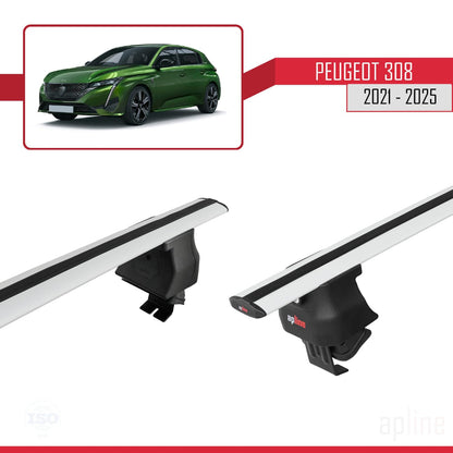 Compatible with Peugeot 308 III (P5) 2021-2025 ACE-4 Car Roof Rack Cross Bar Grey Aluminium 2 Bars