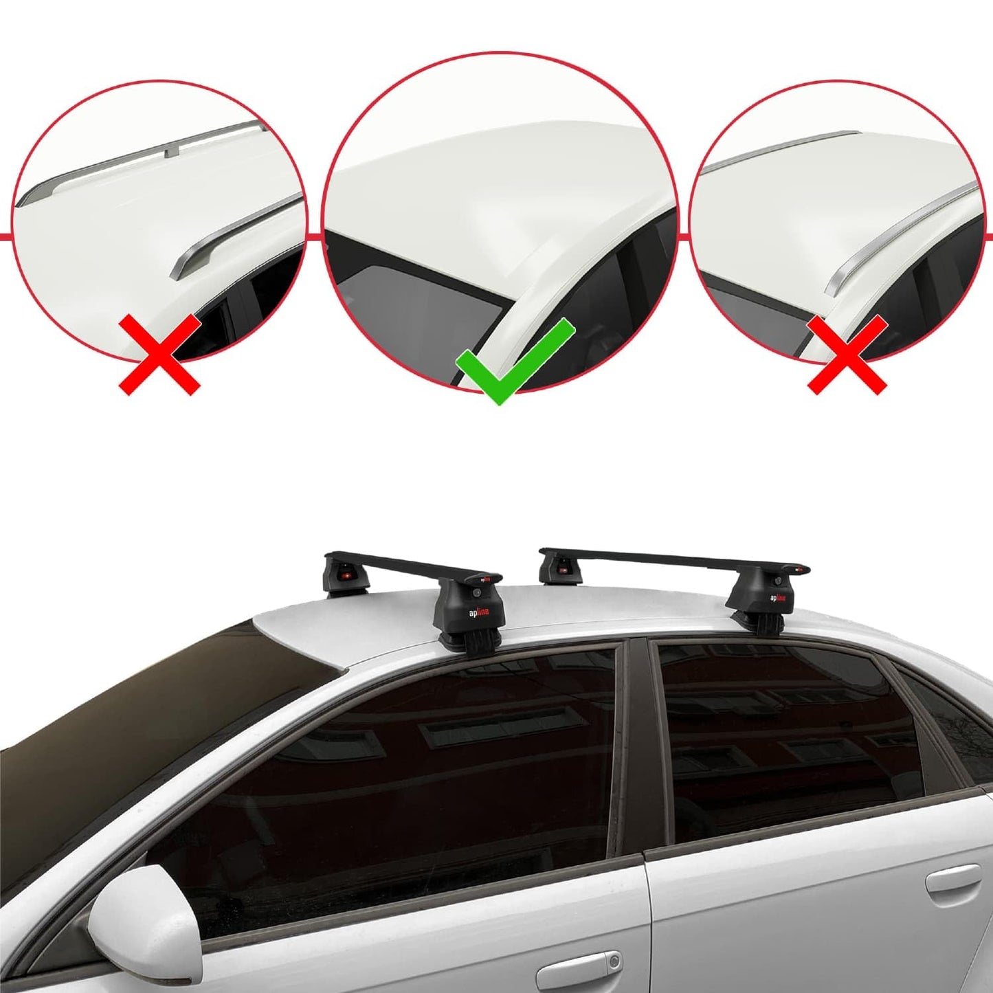 Compatible with Audi A4 (B6) 2001-2004 ACE-4 Car Roof Rack Cross Bar Black Aluminium 2 Bars