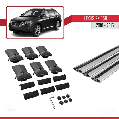 Compatible with Lexus RX 3 (AL10) 2010-2015 Fly Model Car Roof Rack Cross Bar Grey Aluminium 3 Bars