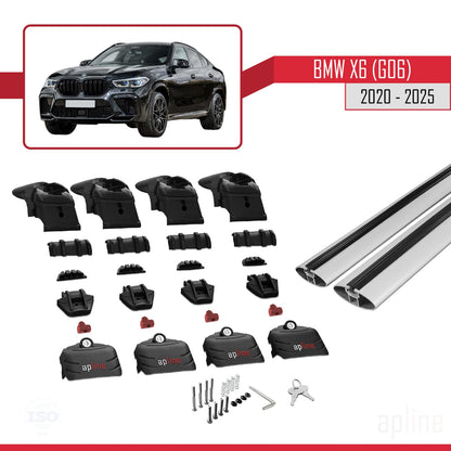 Compatible with BMW X6 (G06) 2020-2025 ACE-2 Car Roof Rack Cross Bar Grey Aluminium 2 Bars